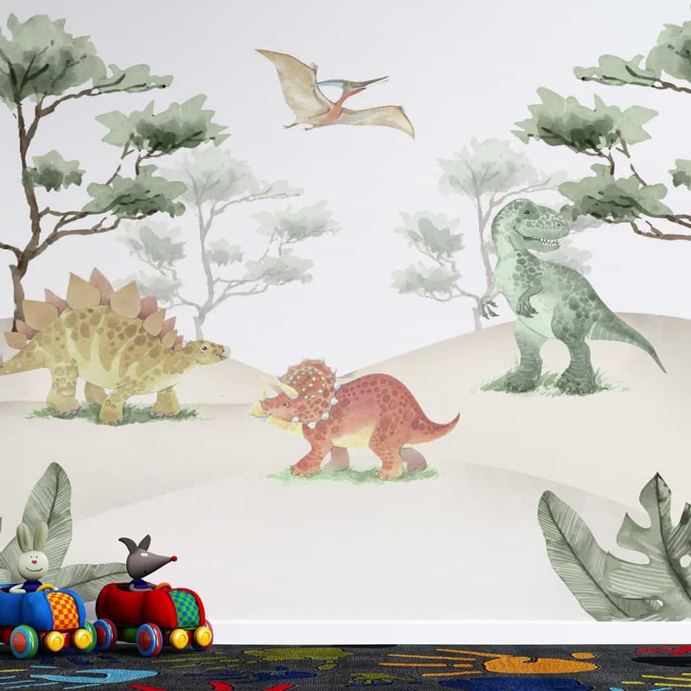 Papel de parede Dinossauros em Aquarela no Vale