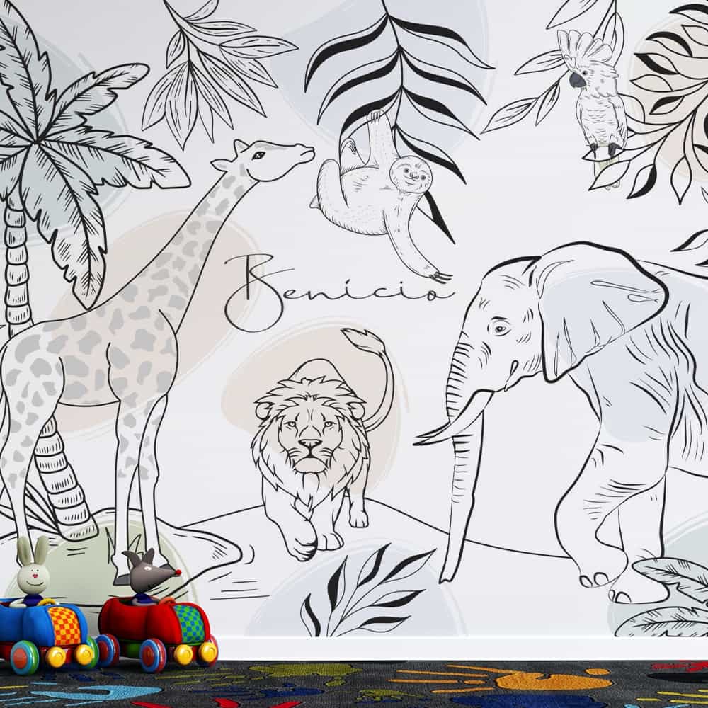 Papel de parede Safari em Traço com Nome