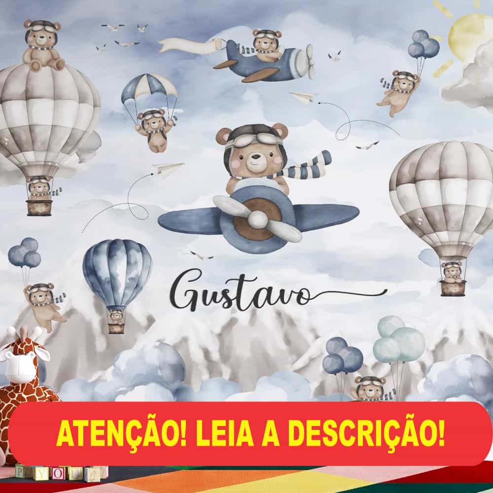 Papel de parede Urso Aviador com Nome
