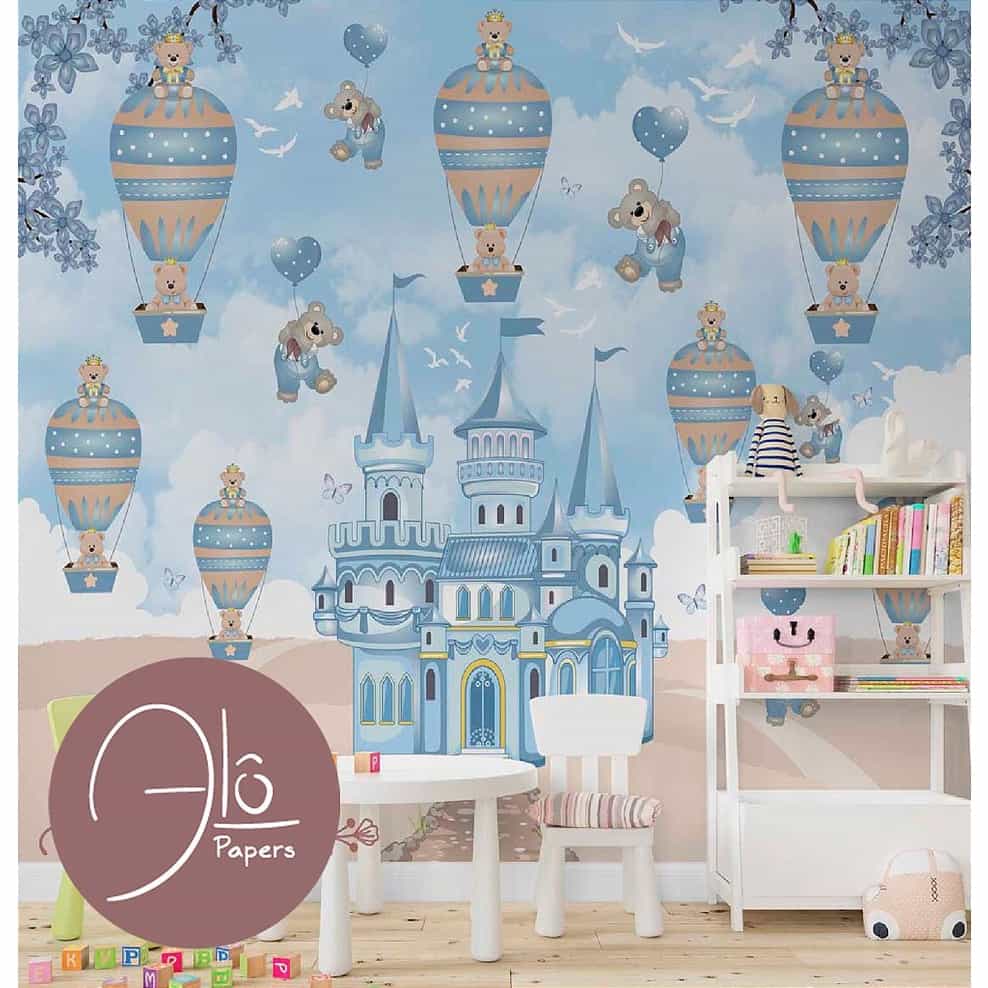 Papel de parede Ursinhos Príncipes no Castelo Azul