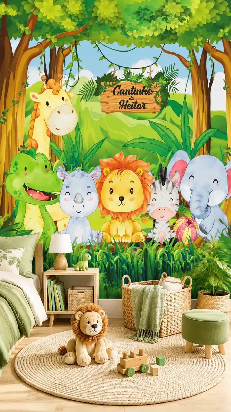 Papel de parede Bichinhos da Selva com Nome