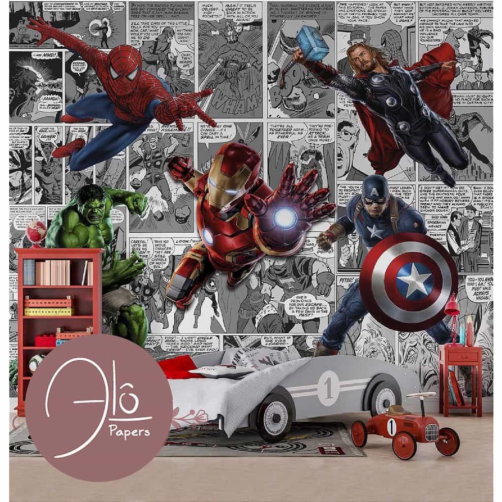 Papel de parede Vingadores Saltando do Gibi