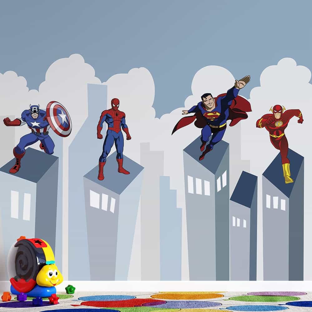 Papel de parede Super-Heróis no Topo dos Prédios