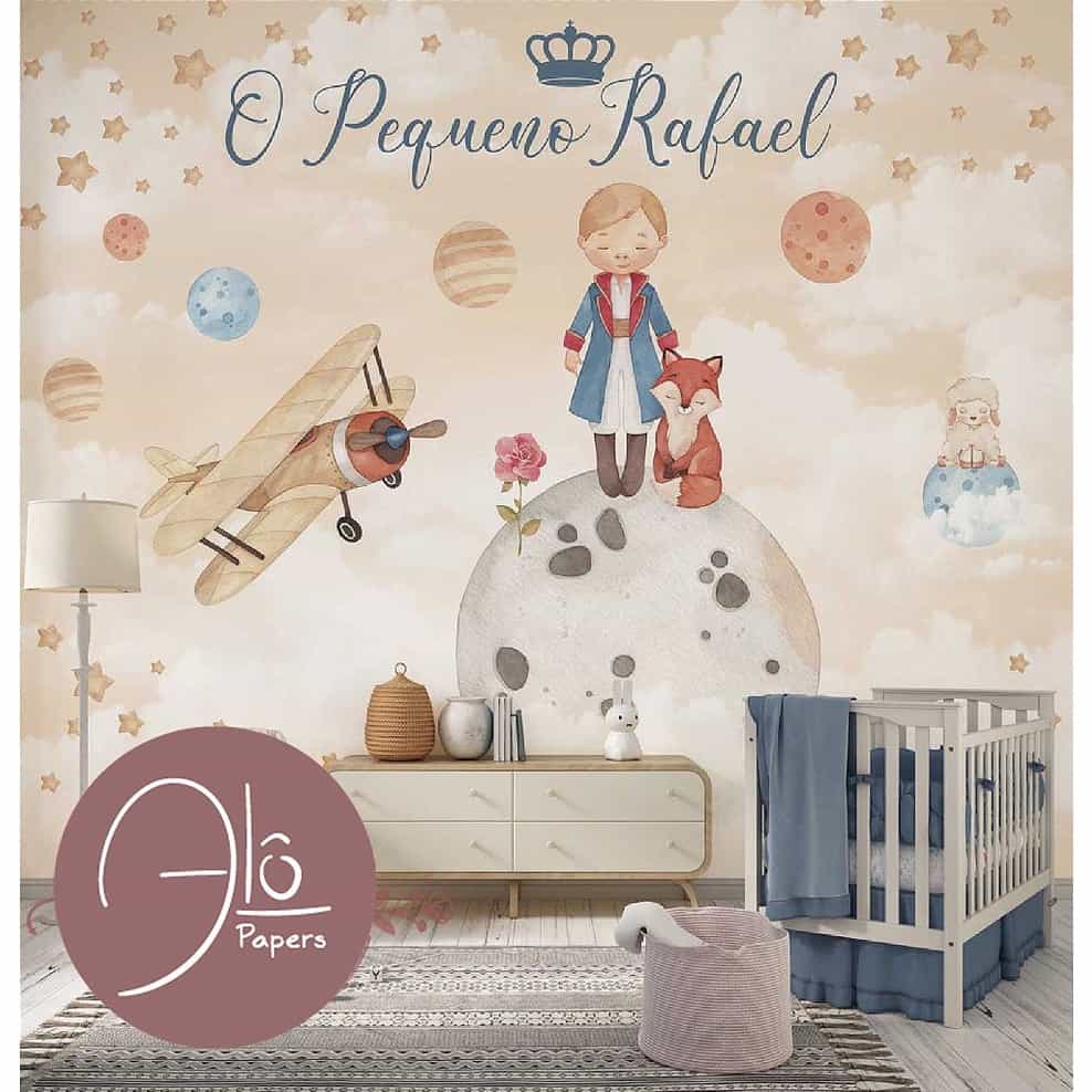 Papel de parede O Pequeno Príncipe com Nome do Bebê