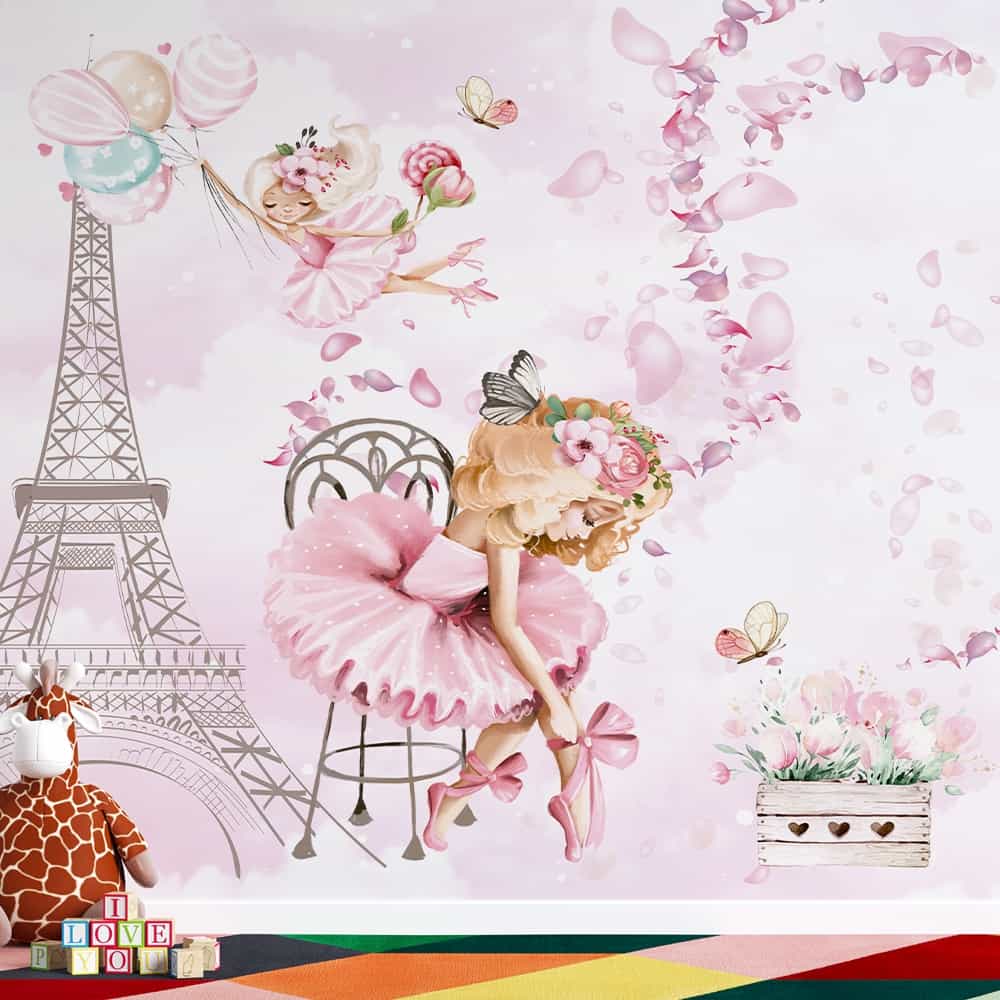 Papel de parede Bailarinas em Paris com Torre Eiffel