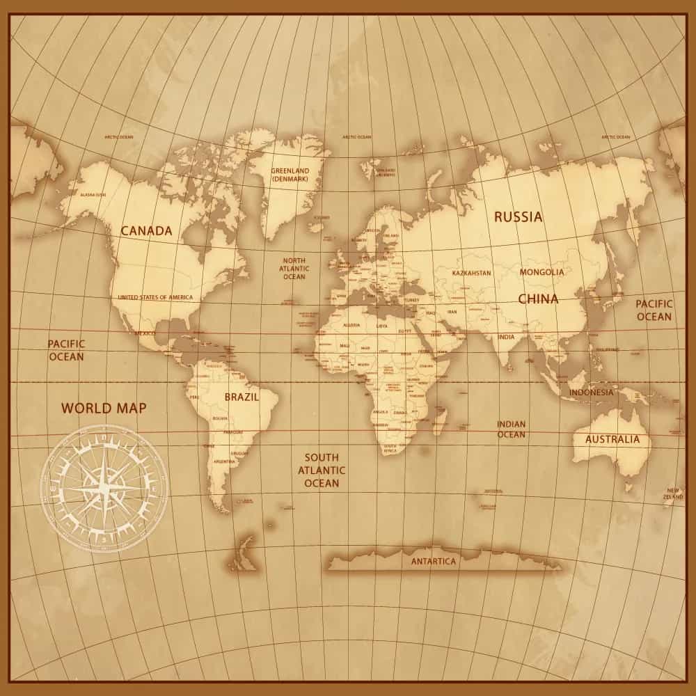 Papel de parede Mapa-Múndi Vintage com Bússola - foto 2