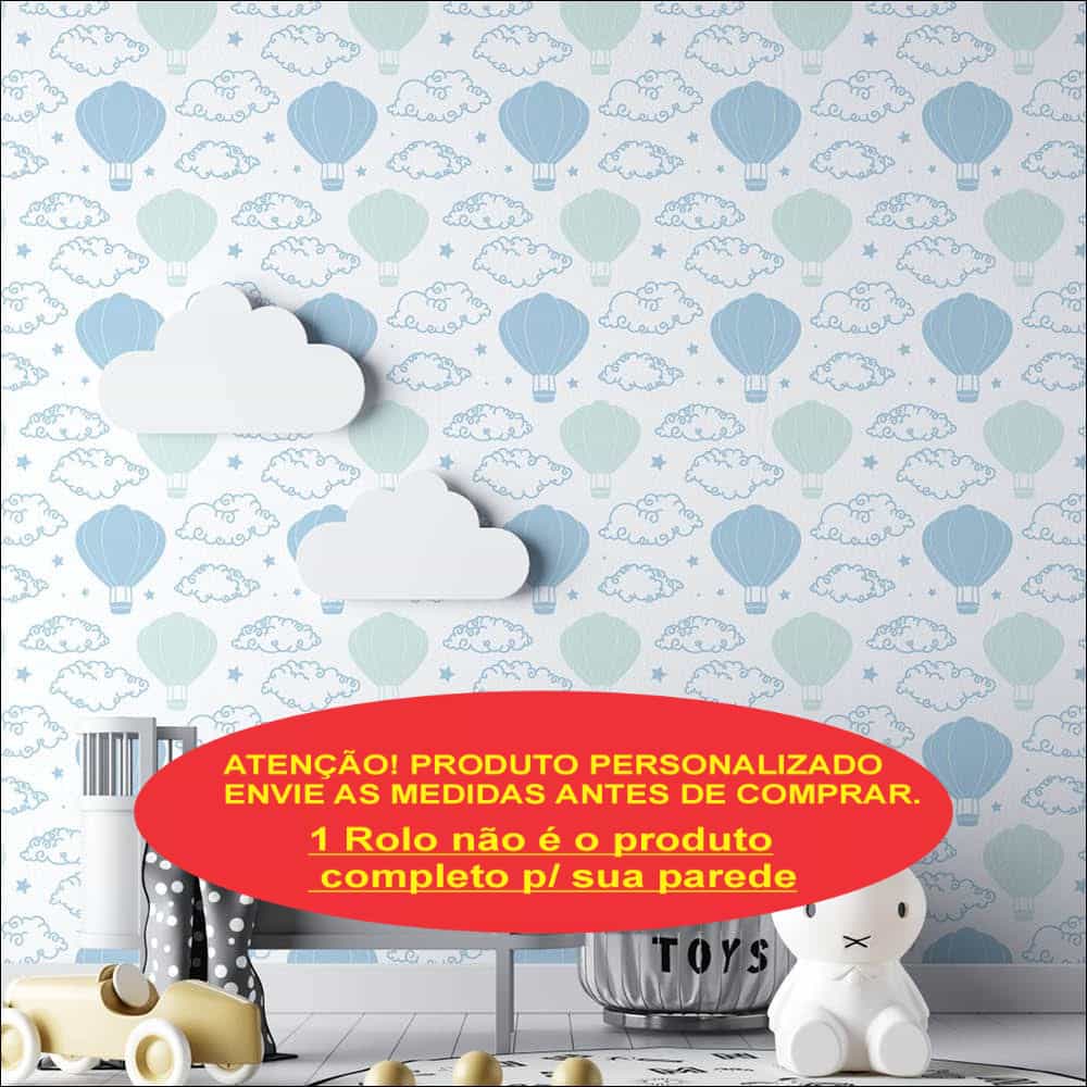 Papel de parede Balões Pastel em Azul e Menta