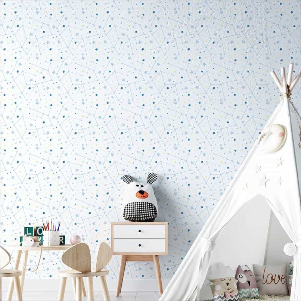 Papel de parede Constelações Delicadas em Fundo Branco