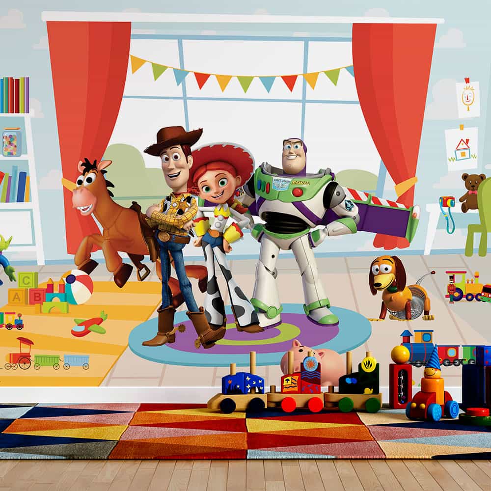 Papel de parede Toy Story com Woody, Buzz e Jessie