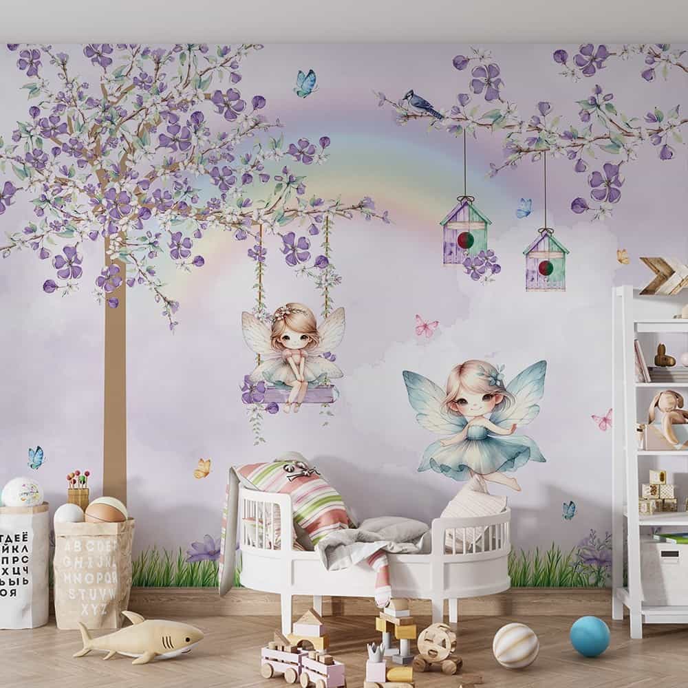 Papel de parede Irmãs Fadas no Jardim Lilás