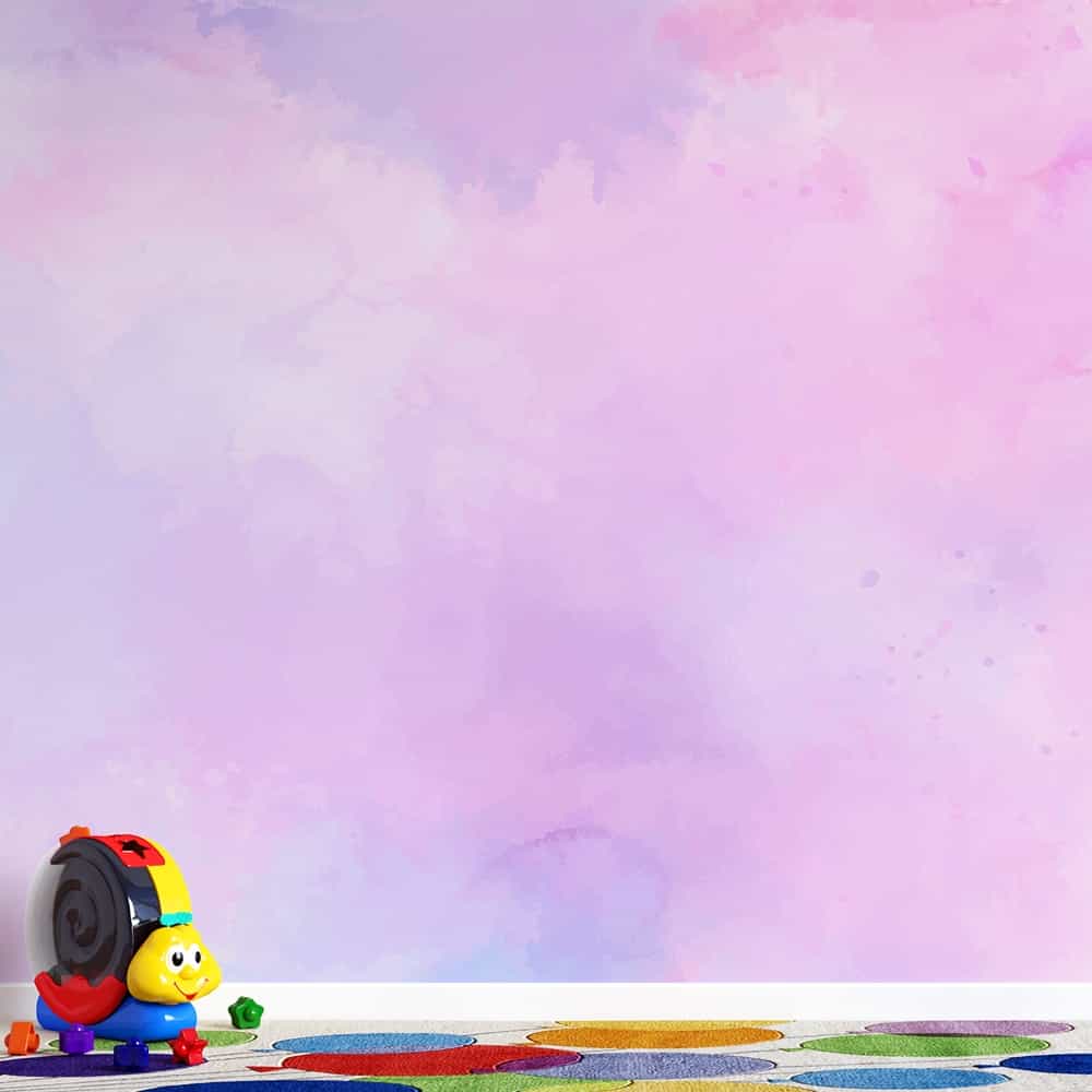 Papel de parede Aquarela Lilás e Rosa Algodão Doce