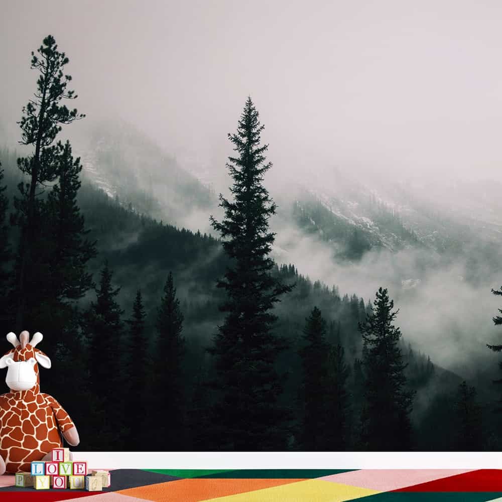 Papel de parede Pinheiros na Montanha Nevada
