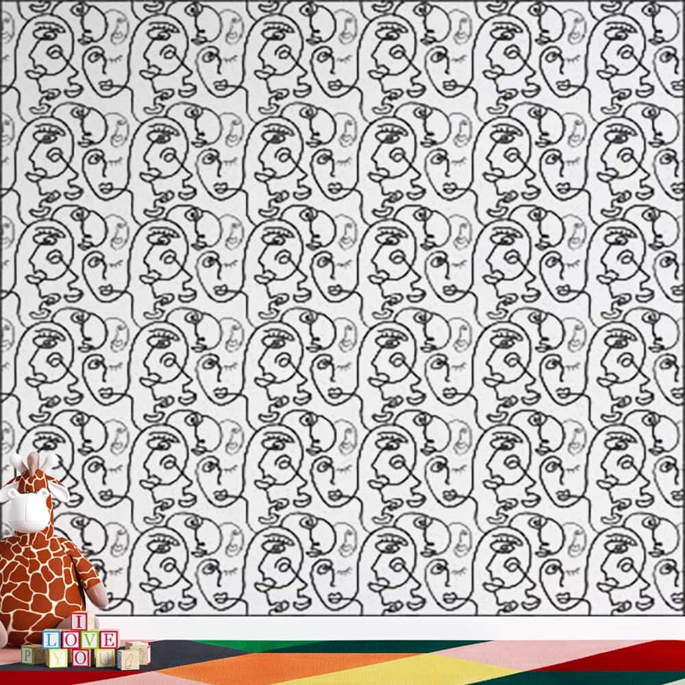Papel de parede faces line art