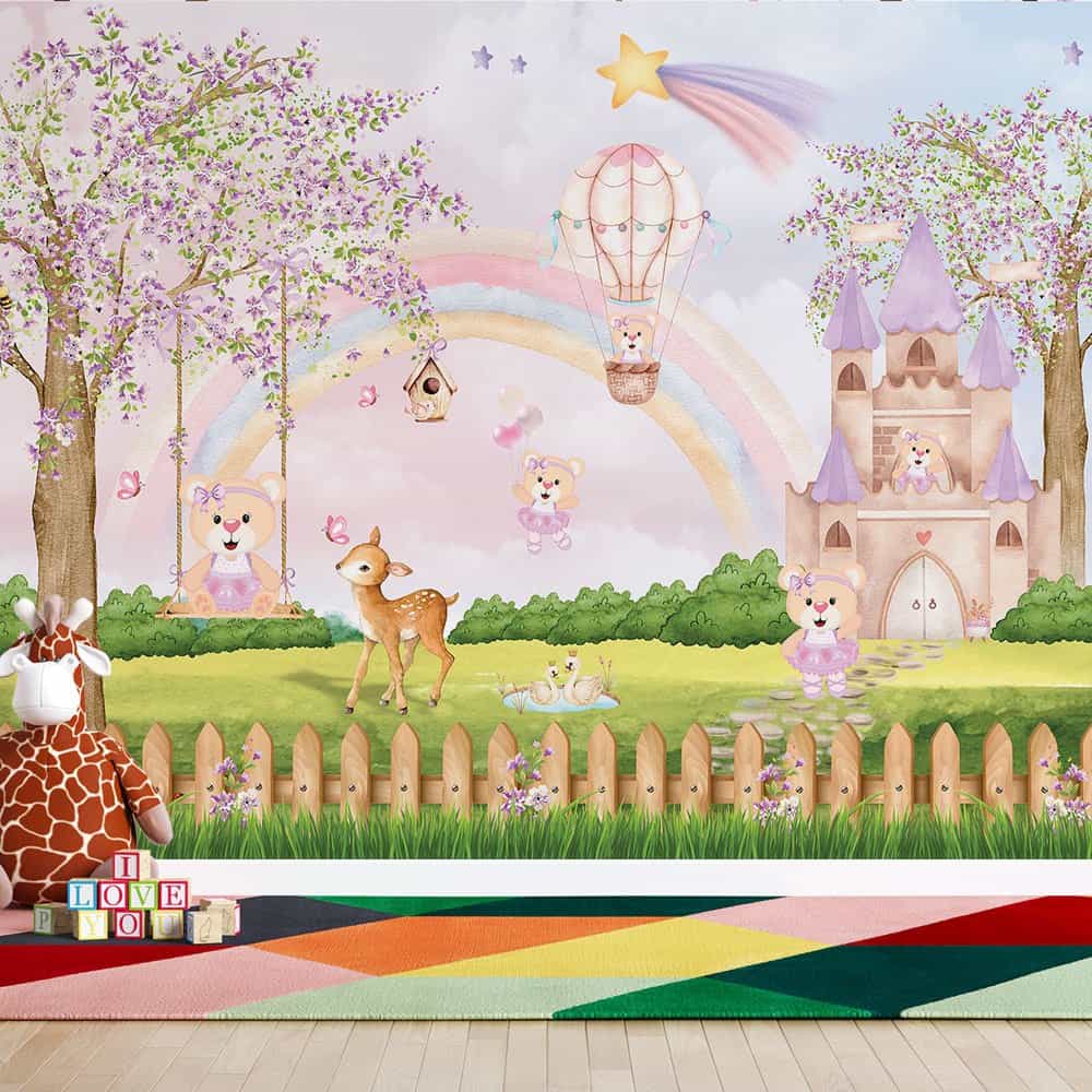 Papel de parede Ursinhas Bailarinas no Castelo