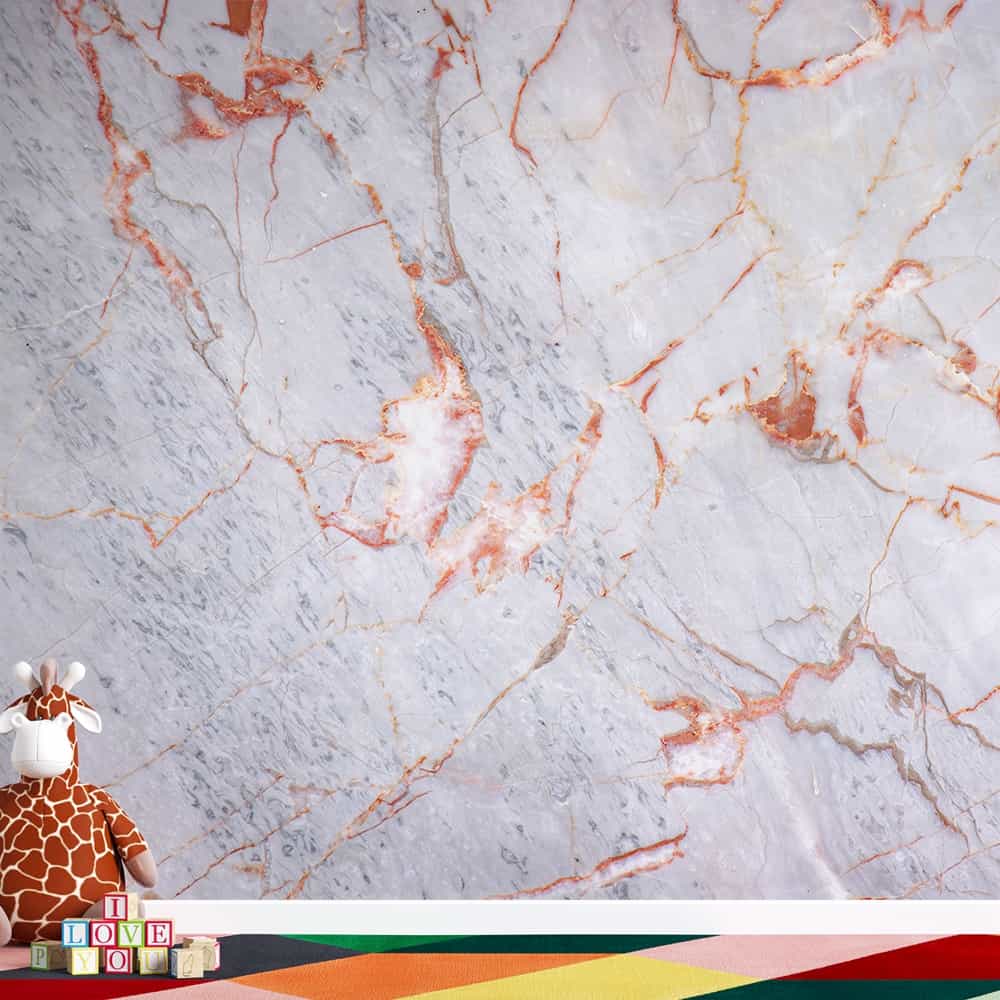 Papel de parede Mármore Rosé com Veios Cobre