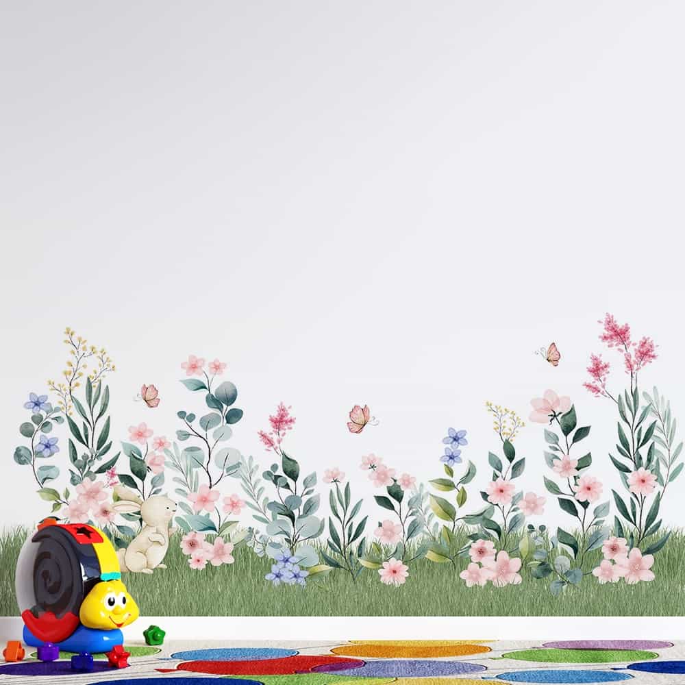 Papel de parede Jardim Silvestre com Coelhinho