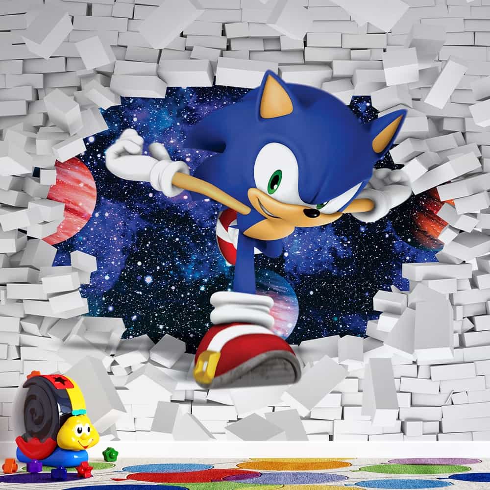 Papel de parede Sonic Rompendo a Parede 3D