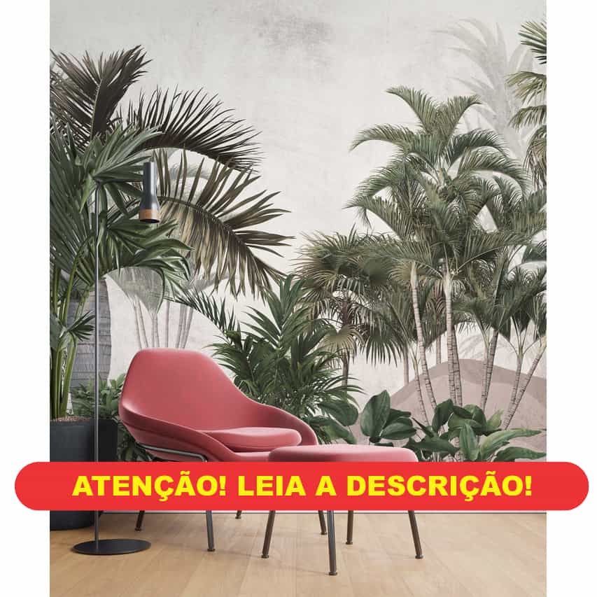 Papel de parede Palmeiras Tropicais em Fundo Cimento