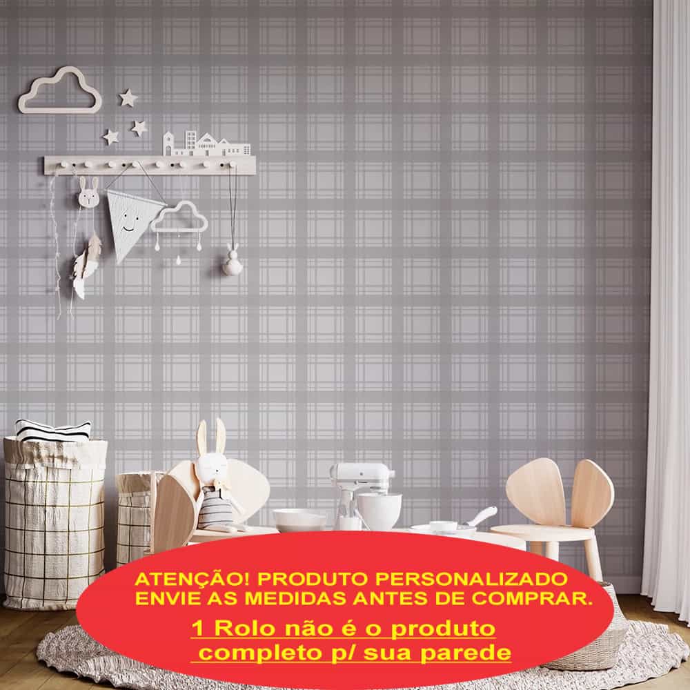 Papel de parede Xadrez Cinza Clássico
