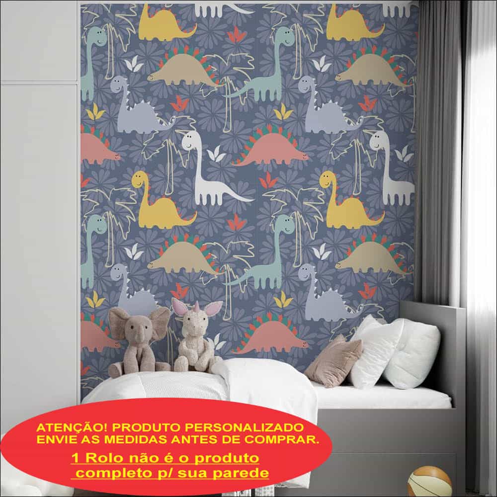 Papel de parede Dinossauros no Jardim Azul