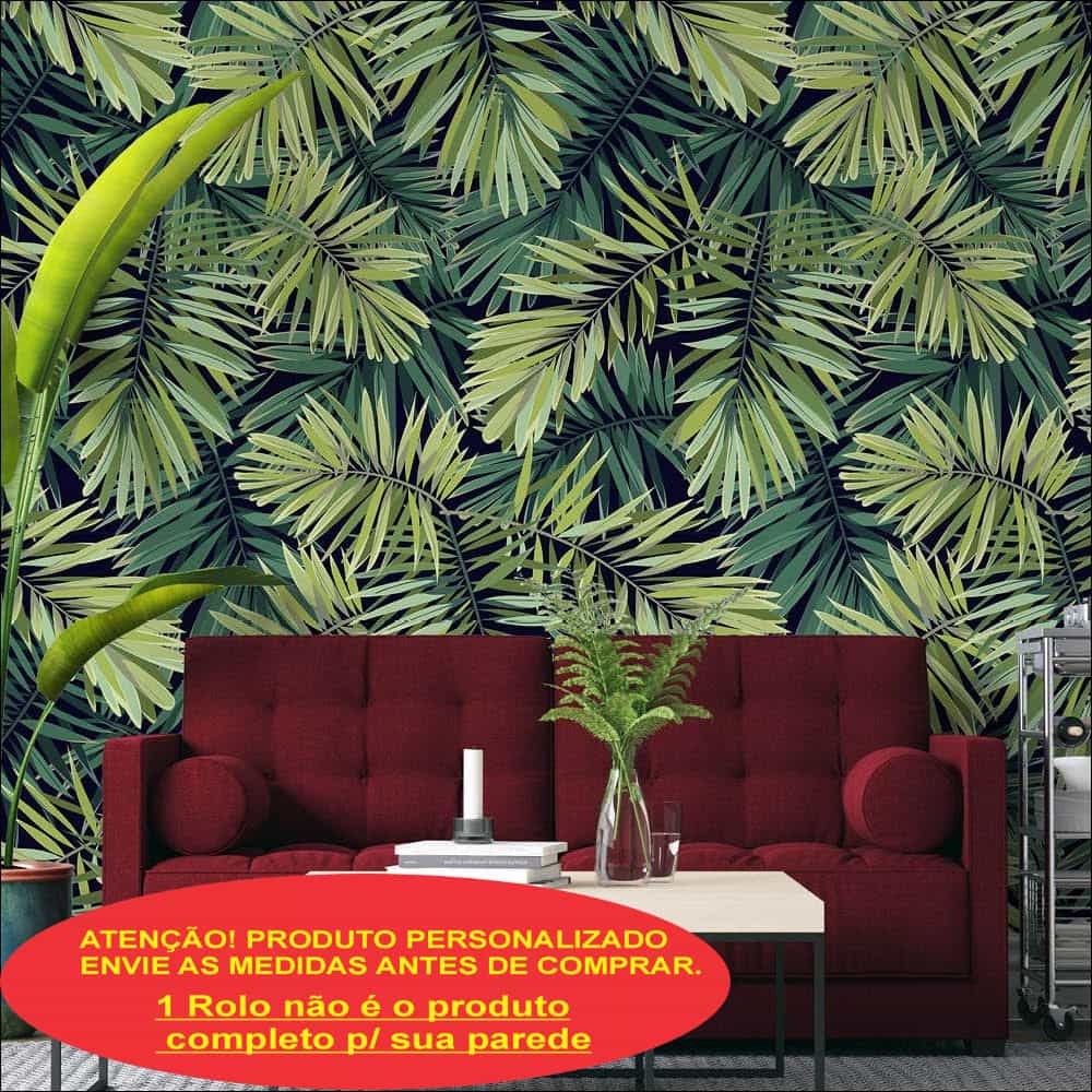 Papel de parede Folhas de Palmeira em Fundo Escuro