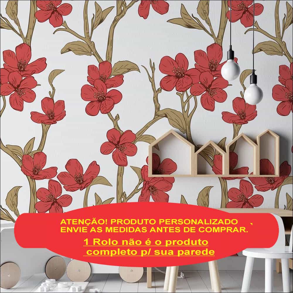 Papel de parede Floral Vermelho