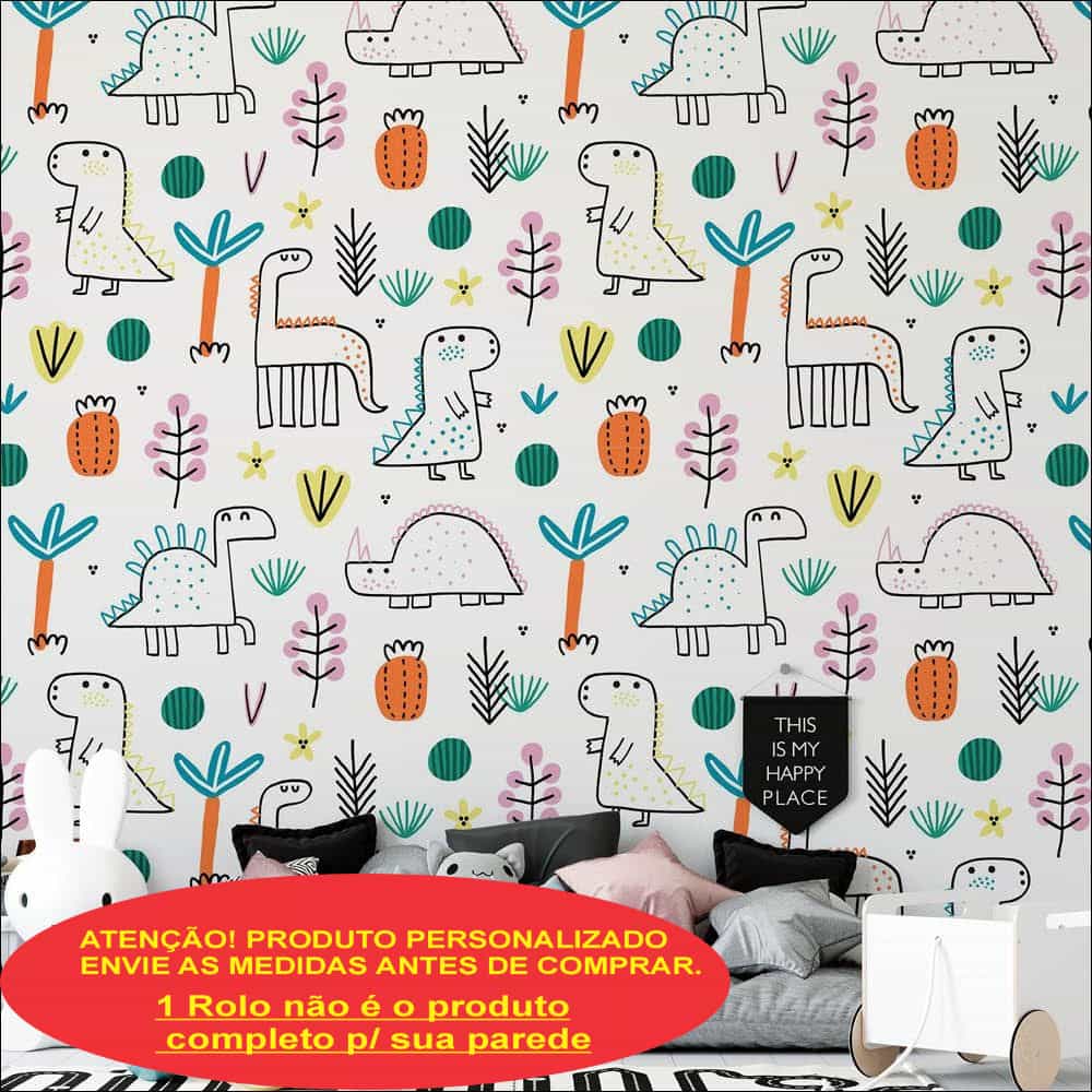 Papel de parede Dinossauros em Traço Divertido