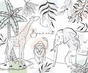 Safari em Linhas Preto e Branco