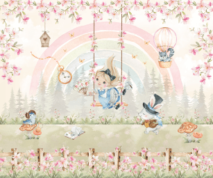 Alice no Jardim das Maravilhas Tom de Rosa e Azul