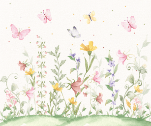 Flores e Borboletas Coloridas Aquarelas