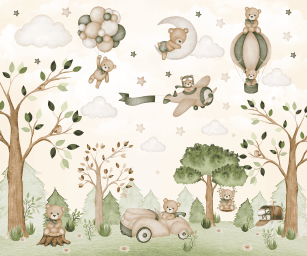 Urso Baloieiro Urso Aviador Urso Piloto em Tons de Verde Aquarela