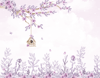 Floral Lilás com Casinha de Passarinho