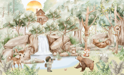 Bosque com Animais Fofos