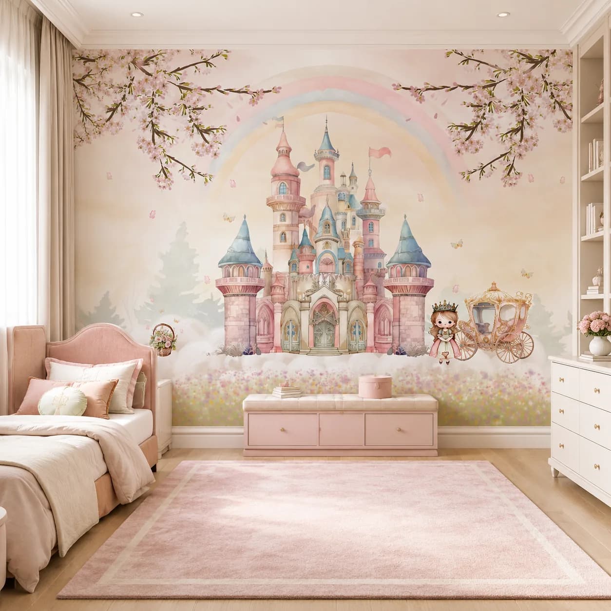 Castelo de Princesa com Arco-íris e Carruagem