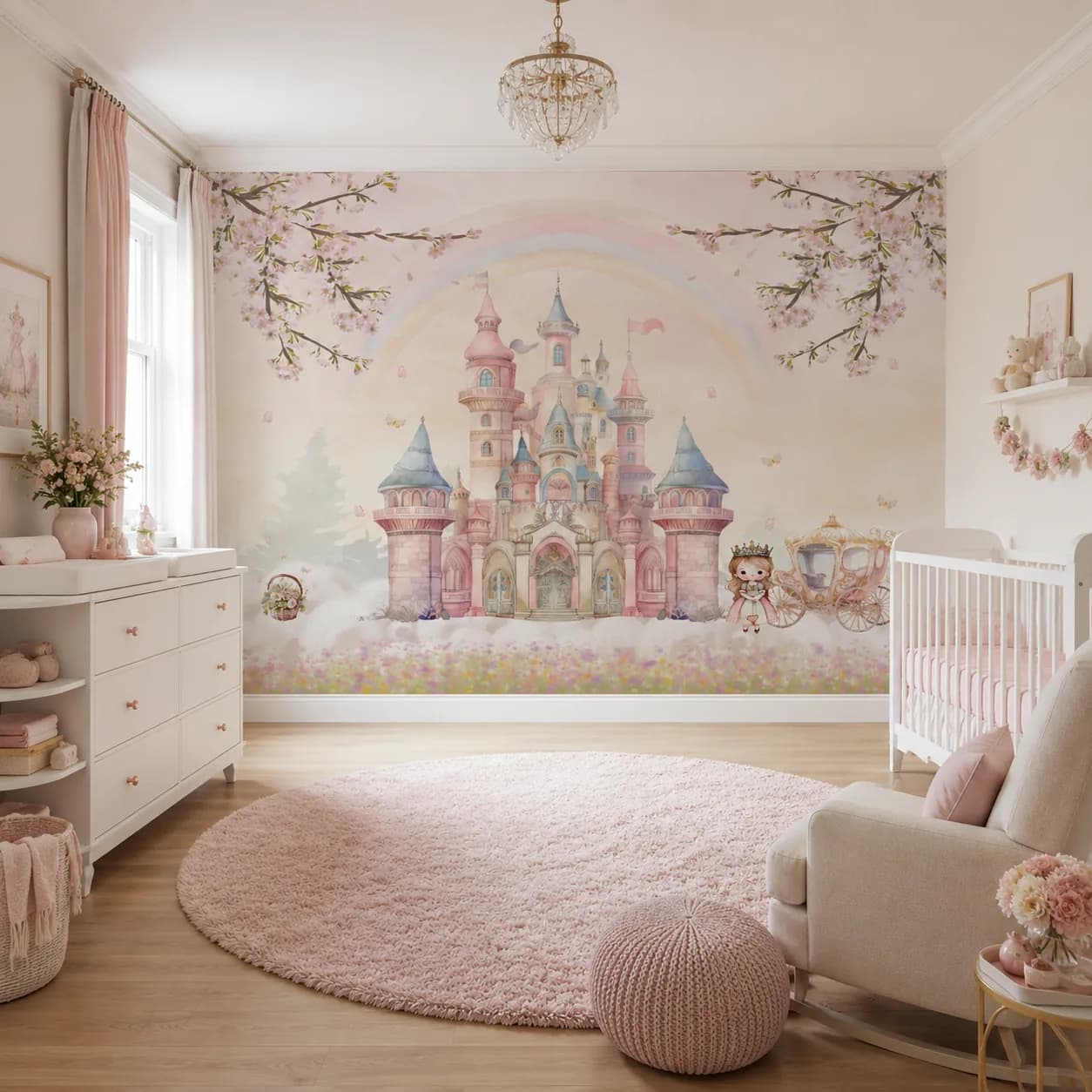 Castelo de Princesa com Arco-íris e Carruagem