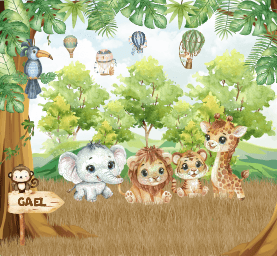 Selva Aquarela, Animais Fofos Safari Baby
