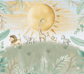 Safari, Leão, Zebra, Elefante e Onça com Sol
