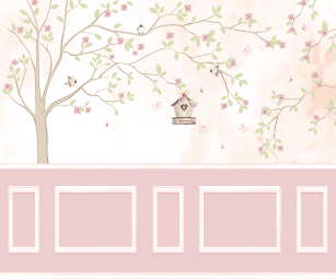 Jardim Passarinhos com Boiserie Rosa