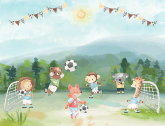 Futebol e Animais, Divertida para Quarto de Menin