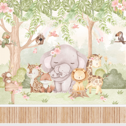 Safari Aquarela Elefante e Animais