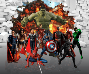 Super Heróis Vingadores Parede Quebrada