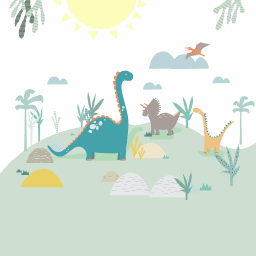 Jardim dos Dinossauros em Tons Pastéis