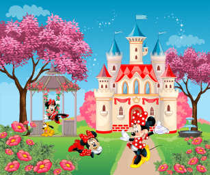 Minnie e Mickey no Castelo com Cerejeiras