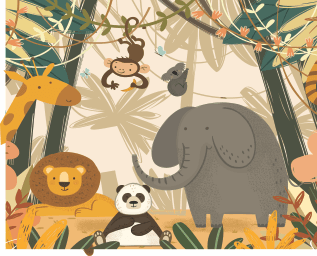 Safari Selva Elefante Leão Panda Girafa Macaco