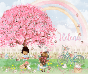 Cerejeira Menina Helena Arco-Íris Bicicleta Rosa