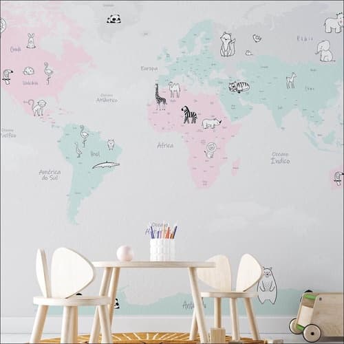 Mapa Mundi Em Tons Pasteis