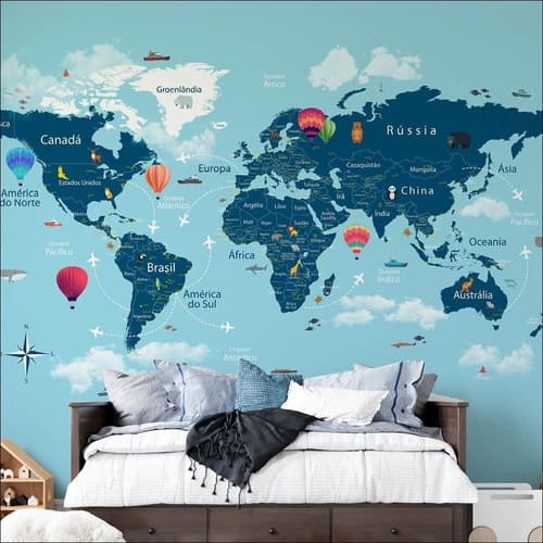 Mapa Mundi Infantil Com Balões
