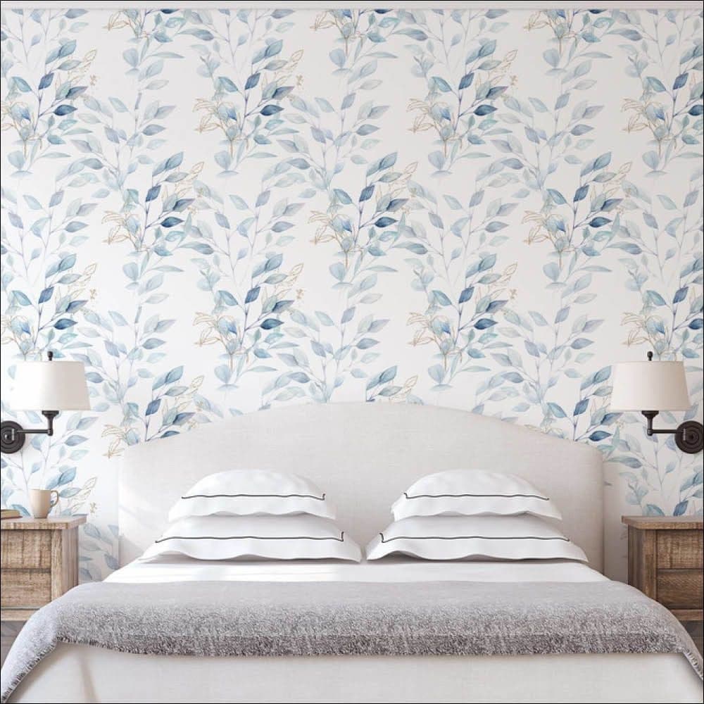 Floral Aquarela Azul com Dourado