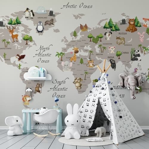De Mapa Mundi Claro Com Animais