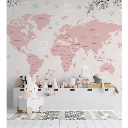 De Mapa Mundi Rosa Com Flores